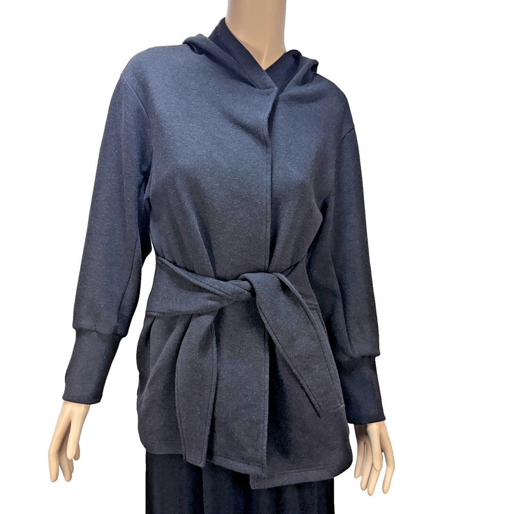 Varley Cove Wrap Jacket Size S Charcoal Gray Double Faced Sweat Material Pockets